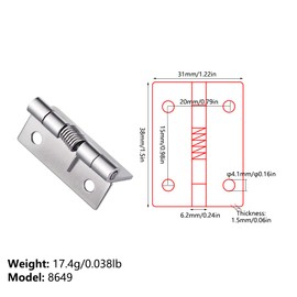 2PCS Self-Opening Spring Hinges, Stainless Steel Spring Door Hinges, Automatic Opening Hinges for Internal use in Residential and Commercial Building Projects(38×31×1.5MM)