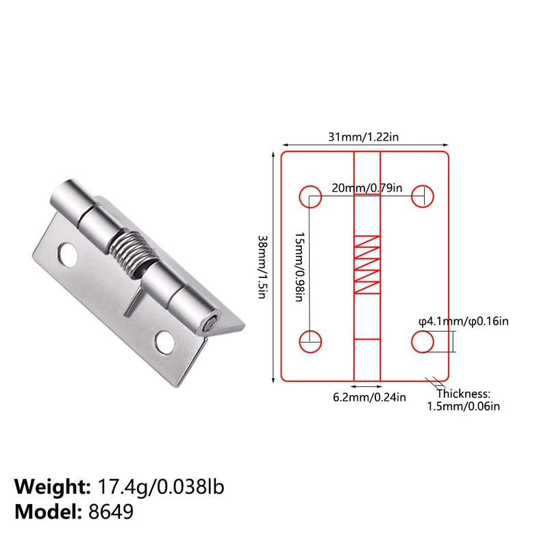 2PCS Self-Opening Spring Hinges, Stainless Steel Spring Door Hinges, Automatic