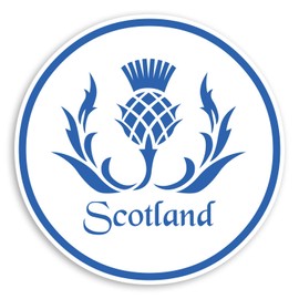 2 x 10cm Blue Scottish Thistle Vinyl Stickers - Scotland Luggage Sticker #31544 (10cm Wide)