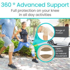 Vive Hinged Knee Brace - Relieves ACL, MCL, Meniscus Tear - Lightweight, Comfortable, Breathable Open Patella Wrap with Side Stabilizers - for Women & Men - Adjustable Strap for Tendonitis