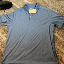 Tommy Bahama SZ Medium  Mens SS  Blue Hydrangea  Polo Shirt  NWT $99.50