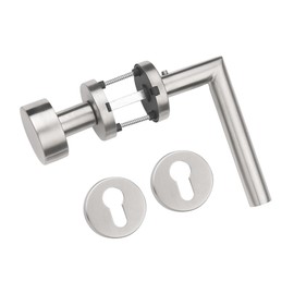 Gedotec Handle Set Stainless Steel Matt Brushed [PZW Interchangeable Fittings] 1 x Door Fittings Round Rosette I Door Handles Interior Doors L Shape I Door Handle Door Thickness 35-47 mm Door Fitting