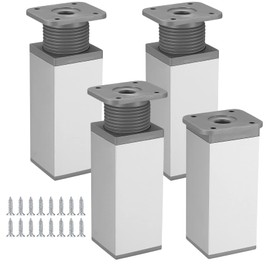 4 Adjustable Cabinet/Table Legs, Aluminum Alloy, Height 0-20MM, Silver (12CM)