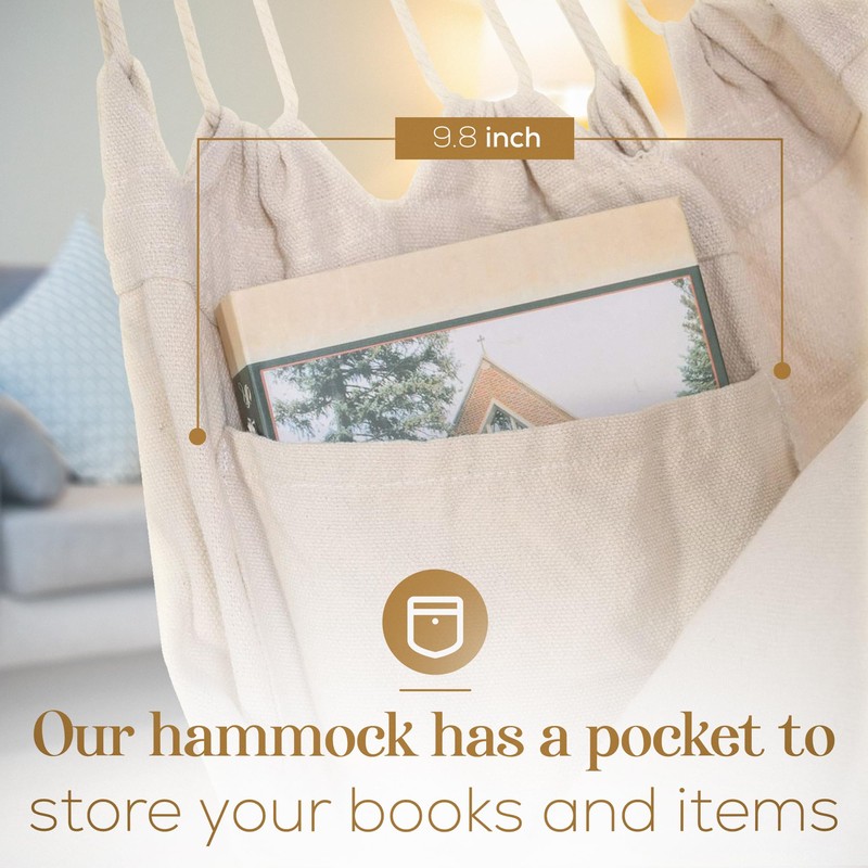 DWELLAST - Swinging Hammock Chair with Led Lights Strip -