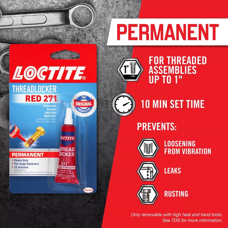 Loctite Threadlocker Red 271 - Permanent Thread Lock Glue for