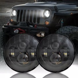 Unbranded Newest Brightest Pair 7" inch Round Led Headlights for Jeep Wrangler JK TJ LJ CJ