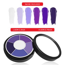 6 Color Purple Face Paint Palette, Professional Body Paint Violet Makeup, Washable Formula, Vibrant Purple Face & Body Paint for Halloween, Cosplay SFX, Dress Up Part