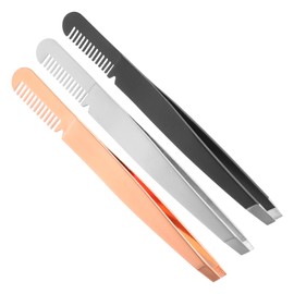 Baluue 3pcs Stainless Steel Eyebrow Tweezers Comb Makeup Tool for Women Ergonomic Design for Precision Grooming Mixed Color