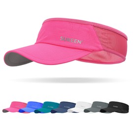 Sukeen Sports Sun Visor Men Women Lightweight Packable Cooling Stretchy Visor Hat for Running, Tennis, Golf Rose Red