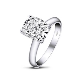 AINUOSHI 3 Carat Cushion/ Round/ Asscher/ Princess Cut Cubic Zirconia CZ Sterling Silver 925 Solitaire Wedding Engagement Ring, Cubic Zirconia,