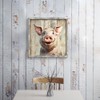 Framed Pig Wall Art Bedroom: Rustic Farm Animal Wooden Painting
