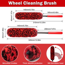 Mumjooyi Auto Reinigungsset Felgen 5 Pcs Auto Felgenbürste Alufelgen Set für Auto Reinigung Innenraum und Außen mit Felgenbürste Reifenbürste Waschhandschuh Detailing Pinsel