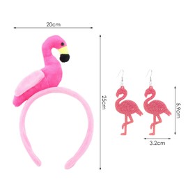 OAOSDH 1 x flamingo headband and 1 pair of flamingo earrings, creative cartoon headband, plush headband, cute headband, party clothing accessories.