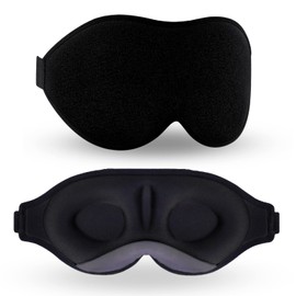 Sleep Mask Blackout Eye Mask Blindfold Light Blocking for Home, Travel, Sleeping, Meditation, Shift Work (Black)