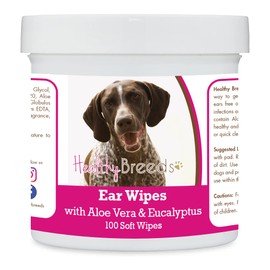 Healthy Breeds German Shorthaired Pointer Ear Cleaning Wipes with Aloe & Eucalyptus for Dogs 100 Count