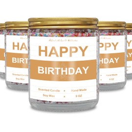 Comluge Canned Birthday Candles Gifts for Her Him Mother Father Best Friends Hand Made Lavender Scented Bday Candle (Happy Birthday, Large-9oz)