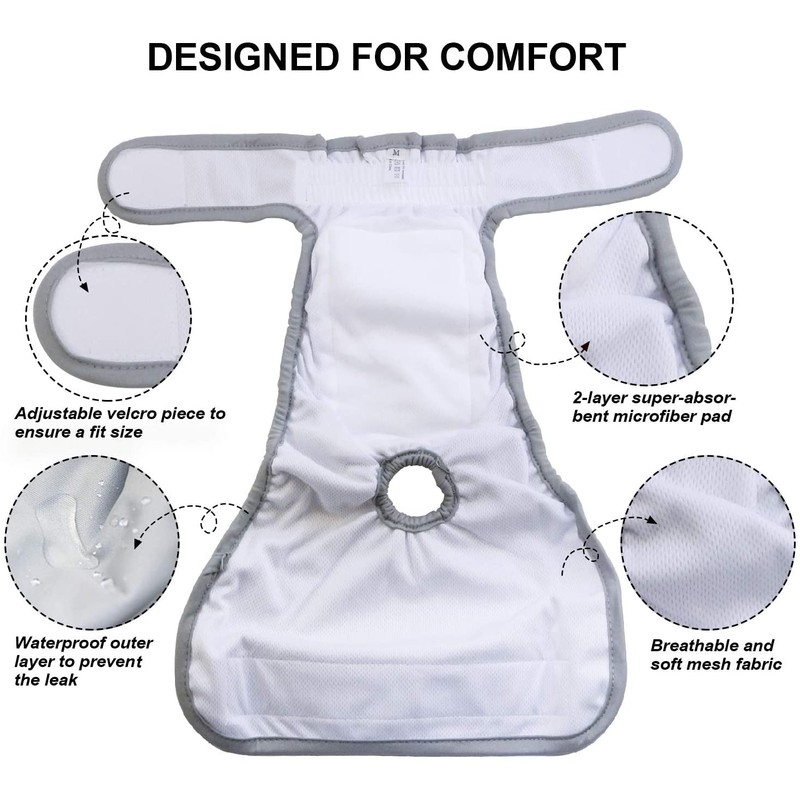 Jasinber Set de 4 Pañales de Perro Femenina Lavables, Envoltura