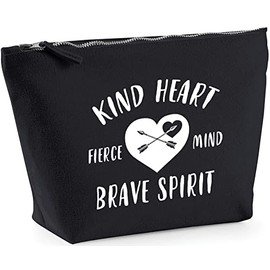 Hippowarehouse Kind heart fierce mind brave spirit printed make up cosmetic wash bag 18x19x9cm
