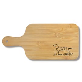 FONDCANYON Dachshund Gifts 15x7 Cutting Chopping Board with Handle, Weiner Dog Doxie Gifts for Lovers Women Cutting Boards for Kitchen, It's Been a Long Day Decorative Cheese Charcuterie Board