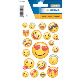 HERMA 15325 Happy Smile Transpuffy Plastic Transpuffy Permanent Stickers 1 Sheet / 19 Stickers