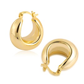 ALEXCRAFT Dick Creolen Gold Klein Goldener Ohrringe Damen Hypoallergen Chunky Hoops Gold Geschenk für Frauen Freundin Mama Mädchen
