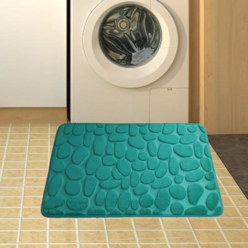 Microfiber Bath Mat for Bathroom – Water-Absorbing Cobblestone Embossed Design