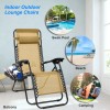 NewHome 2x Relax Recliners Patio Chairs Adjustable Steel Mesh Zero