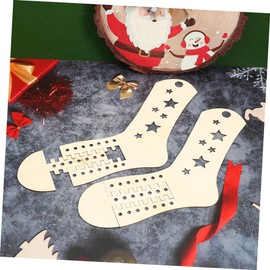 NUOBESTY 6pcs Wooden Sock Model Crochet Kits Sock Blockers for Knitting Adjustable Sock Form Stocking Ruler Tool Beige