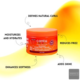 Curling Cream & Mahn K Collection Wide-Tooth Comb – Best Defining Cantu Curl Cream for Wavy Hair, Moisturizing Curly Hair Cream – Hair Cream for Men & Women, Afro Hair Products