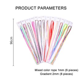 48PCS Hair Wrap Strings,2MM Braids Assorted Rainbow Braiding Hair Tie,Party Highlights Glitter Hair Thread,Gradient Color Hair Rope Band,DIY Ponytail Braids Hair Styling Accessories-Dark Color