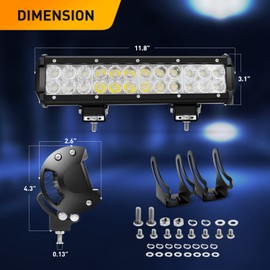 GOOACC Led Light Bar 12 Inch 72W Spot Flood Combo Lights Working Light Off Road Led Lamp Driving Lights for Truck Pickup SUV ATV