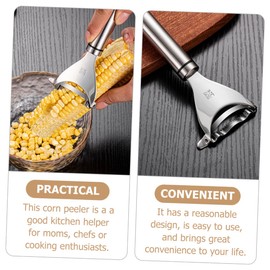 GRIRIW Stainless Steel Corn Thresher Ergonomic Corn Peeler Tool for Quick Removal for Kitchen Use and Outdoor Gatherings Compact and Lightweight Design