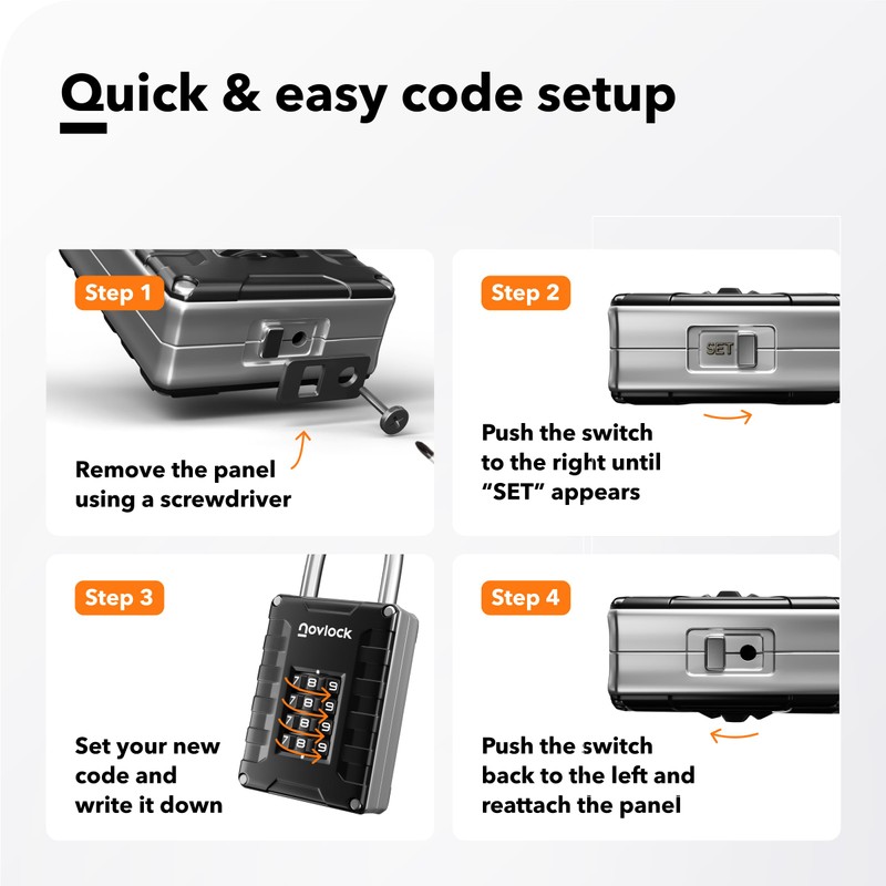 Locker Padlock with 4-Digit Code for Gym, School, Home, Work