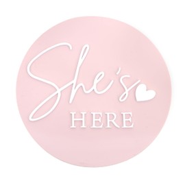 She's Here Milestone Board - Little Sweetheart Gender Reveal Party Decorations, Hospital Birth Announcement Sign, Love She's Here Disc Photo Props, Newborn Princess Room Decorations