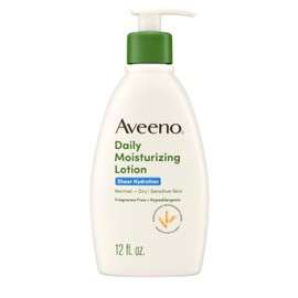 Aveeno Sheer Hydration Fragrance-Free Daily Moisturizing Lotion with Prebiotic Oat for Dry Skin, Lightweight, Fast-Absorbing Body Moisturizer Nourishes Skin with 48-hour Moisture, 12 fl. oz