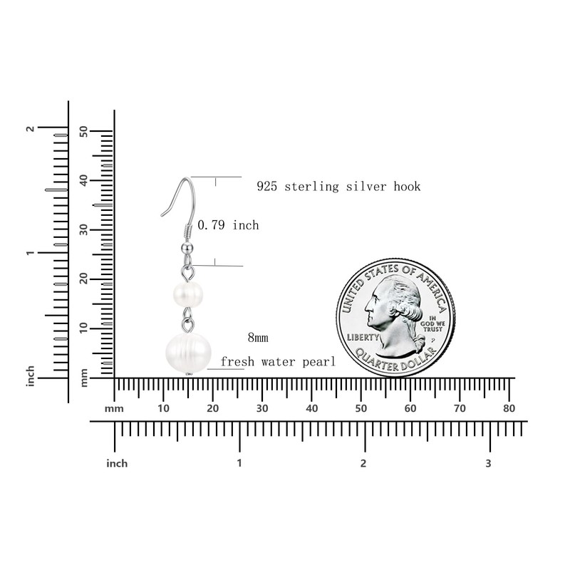 Freshwater Pearl Drop Dangle Earrings for Women with 925 Sterling