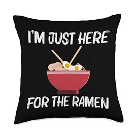 Best Ramen Gifts Tonkotsu Meat Bowl Noodle Stuff Cute Ramen Art for Men Women Miso Shoyu Japanese Soup Dish Throw Pillow, 18x18, Multicolor