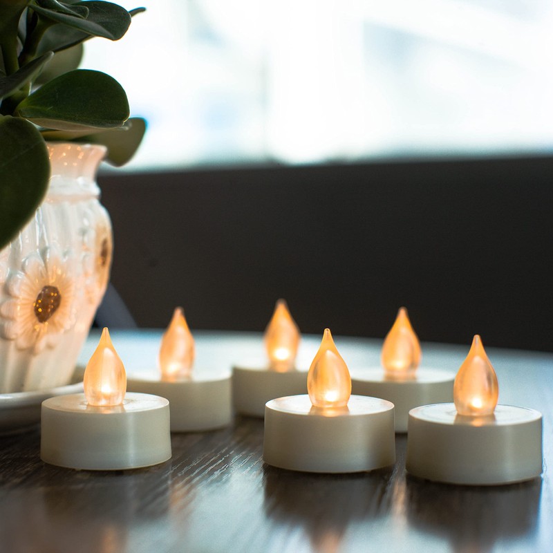 6 Pack Flickering Battery Operated Tea Light with Remote Timer,