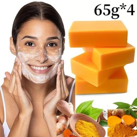 MIAOFUTONG Turmeric Kojic Acid Brightening Soap, 4 Counts/set Skin Care Cleansing Soap for Women & Men, All Skin Types Body Wash & Soap