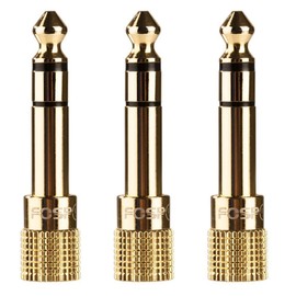 FosPower 6.35mm (1/4 inch) Male to 3.5mm (1/8 inch) Female 3-Conductor TRS AUX Stereo Audio Headphone Jack Adapter - 24K Gold Plated (3 Pack)