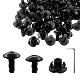 60 Pcs Black 3 Prong T-Nuts Gun Holster Screw Kits #8-32 x 5/16" & 3/8" for Safari Land QLS System/Holster, Kydex, Leather Gun Holsters & Knife Sheaths, Wood