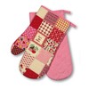 Delindo Lifestyle® Oven Gloves for Kitchen, Patchwork, Pink, 1 Pair,