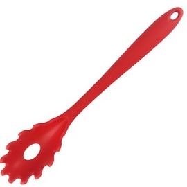 GUDGI Spaghetti Spoon Set with Non-Slip Silicone Teeth, 12-Inch Non-Slip Pasta Spoon, Heat Resistant Kitchen Utensils with Storage Holes, Dishwasher Safe (red)