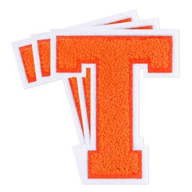 VGROSIA 3PCS 4-1/2" Varsity Letter Patches Chenille Orange Iron On Letters Large Letterman Jacket Patches Iron On Patch for Jacket/Hoodie/Varsity T