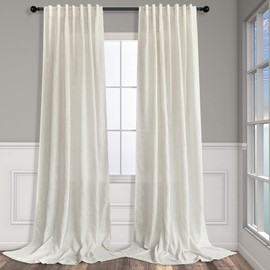 Pitalk Natural Linen Blend Back Tab Sheer Curtains 90 Inches Long for Living Room 2 Panels Rod Pocket Draperies Light Filtering Semi Sheer Cream Curtains for Bedroom Farmhouse Decor Ivory 52x90 Length