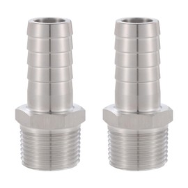 SNUTUYA 304 Stainless Steel Hose Barb Fitting，3/4 "Hose barb x 3/4" NPT male, for connecting 1-inch bore air/water/oil hose, etc., 2 pack
