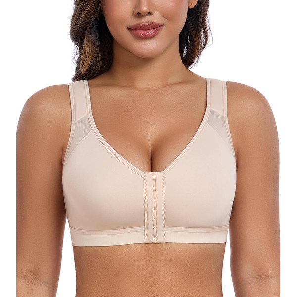 HACI Front Closure Posture Bra for Women Back Support Wirefree