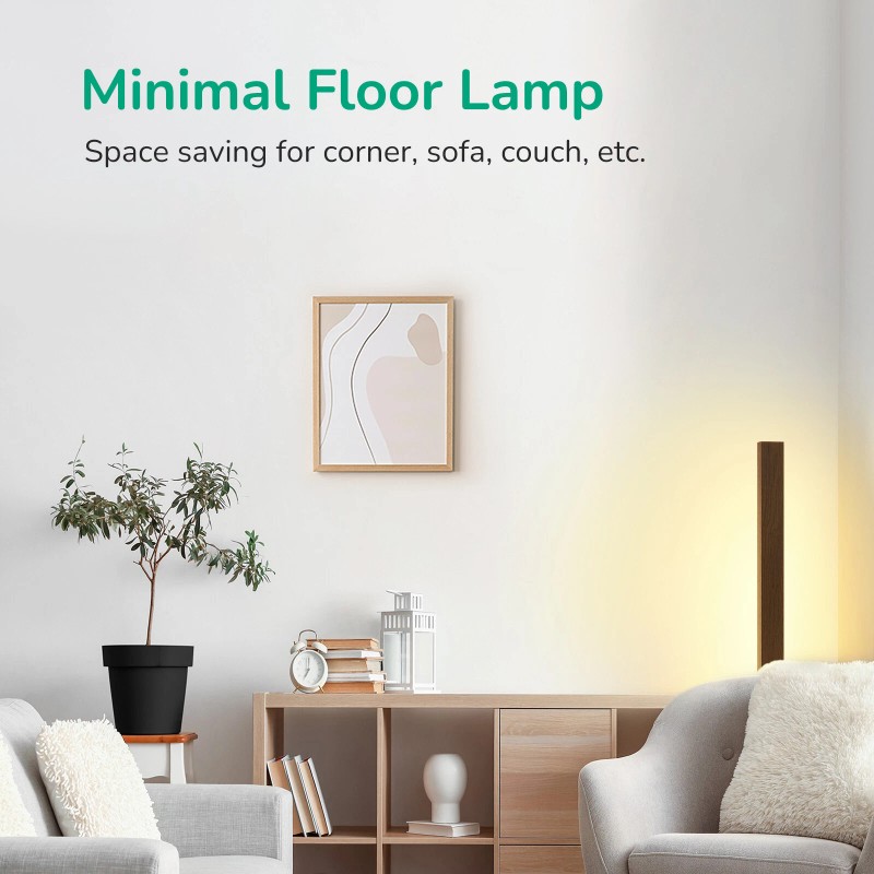 EDISHINE Wood Dimmable Floor Lamp with Remote Control 7 Color