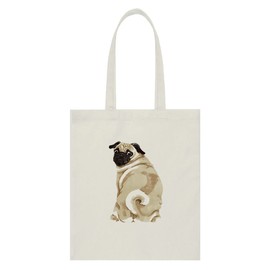 WIRESTER Reusable Canvas Tote Bag for Women Girls, Beach Bag, Grocery Shopping Bag, Shoulder Bag, Travel Tote Bag - Pug Dog