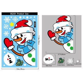 BSTMOME Christmas Window Stickers, 6 Sheets Christmas Window Decoration Stickers Snowflakes Window Clings PVC Double-Sided Staic Stickers for Xmas Window Decorations (BQ301+302+305+306+307+308)